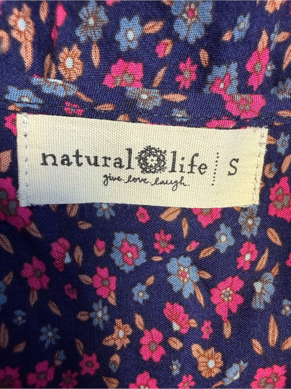 Natural Life Sedona Jumpsuit Small Navy Pink Floral Boho Wide Leg Pockets Earthy - Picture 7 of 9